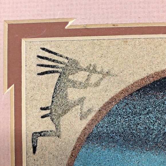 Navajo Sand Painting Horse “End Of The Trail” 90s Framed & Signed VTG Wall Art - Picture 5 of 9